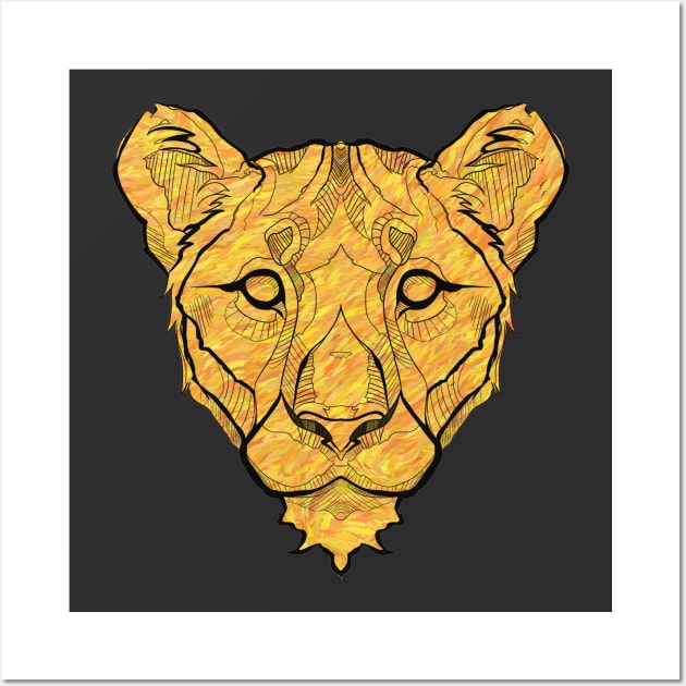 Lioness  Yellow Wall Art by Mai-Hime 